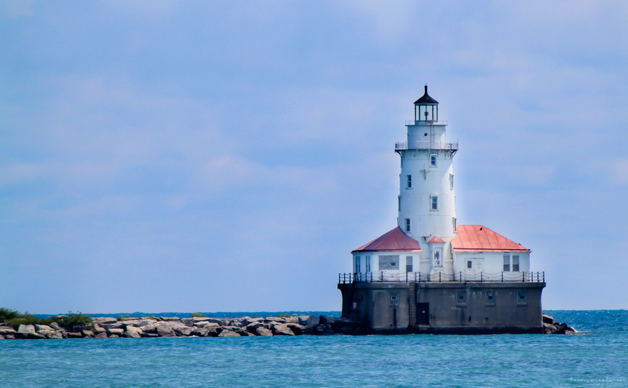 Chicago Harbor Light at Lake Michigan  Print