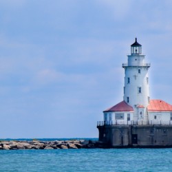 Chicago Harbor Light at Lake Michigan